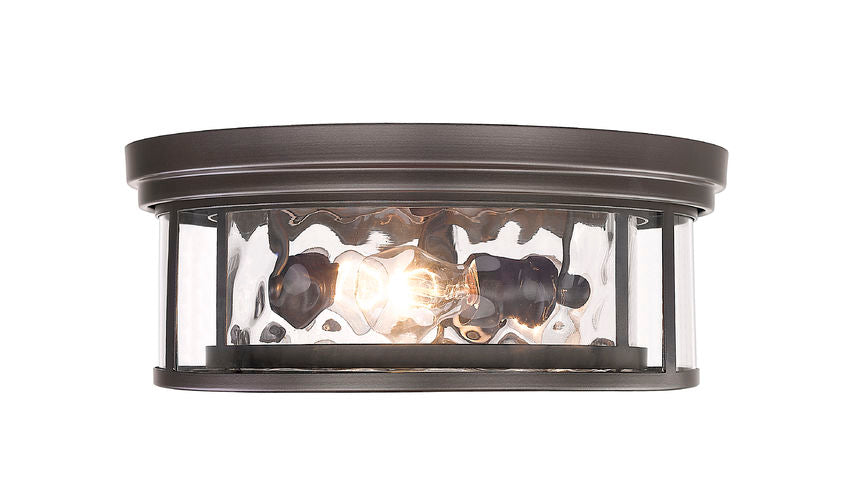 Z-Lite Clarion 16" 3-Light Bronze Flush Mount Lighting With Inner Clear Water and Outer Clear Shade