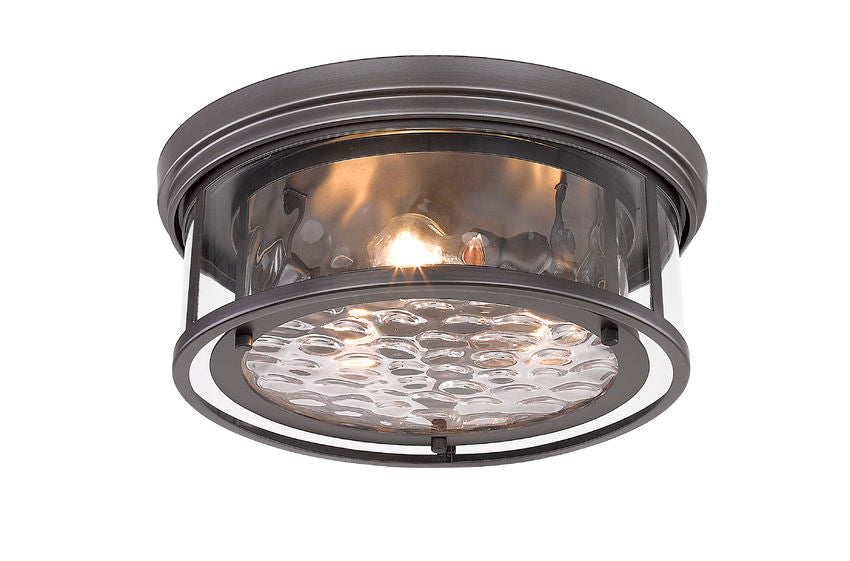 Z-Lite Clarion 16" 3-Light Bronze Flush Mount Lighting With Inner Clear Water and Outer Clear Shade