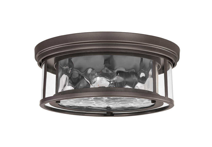 Z-Lite Clarion 16" 3-Light Bronze Flush Mount Lighting With Inner Clear Water and Outer Clear Shade