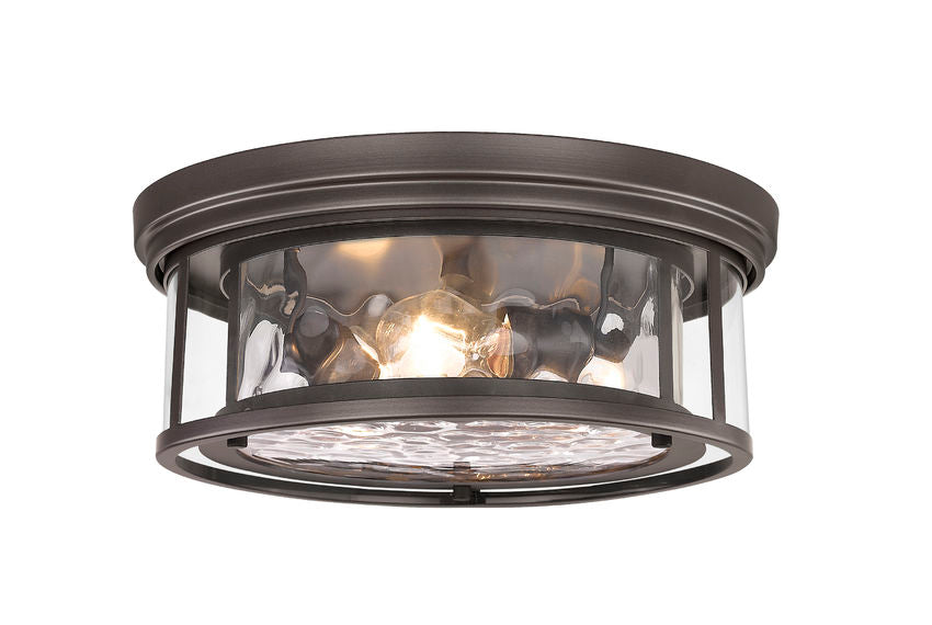 Z-Lite Clarion 16" 3-Light Bronze Flush Mount Lighting With Inner Clear Water and Outer Clear Shade