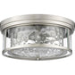 Z-Lite Clarion 16" 3-Light Brushed Nickel Flush Mount Lighting With Inner Clear Water and Outer Clear Shade