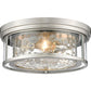 Z-Lite Clarion 16" 3-Light Brushed Nickel Flush Mount Lighting With Inner Clear Water and Outer Clear Shade