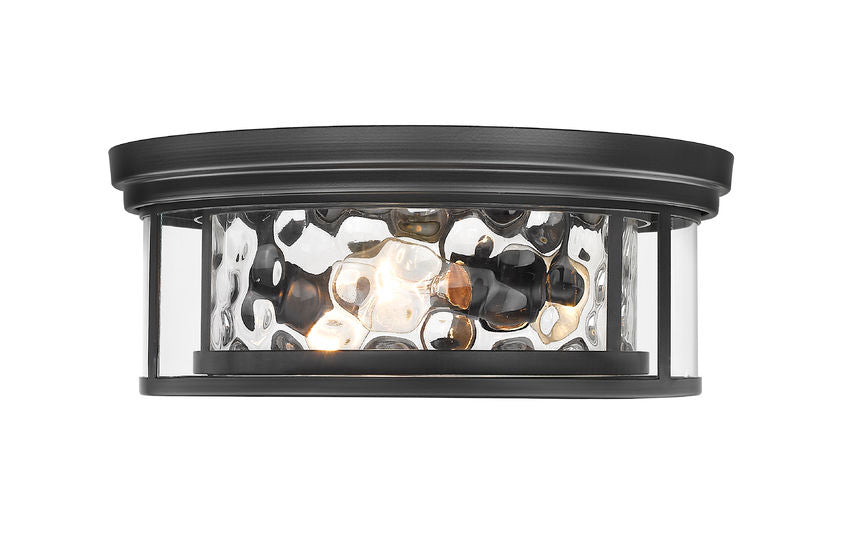 Z-Lite Clarion 16" 3-Light Matte Black Flush Mount Lighting With Inner Clear Water and Outer Clear Shade