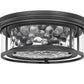 Z-Lite Clarion 16" 3-Light Matte Black Flush Mount Lighting With Inner Clear Water and Outer Clear Shade