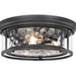 Z-Lite Clarion 16" 3-Light Matte Black Flush Mount Lighting With Inner Clear Water and Outer Clear Shade