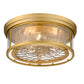 Z-Lite Clarion 16" 3-Light Olde Brass Flush Mount Lighting With Inner Clear Water and Outer Clear Shade