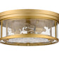 Z-Lite Clarion 16" 3-Light Olde Brass Flush Mount Lighting With Inner Clear Water and Outer Clear Shade