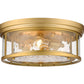 Z-Lite Clarion 16" 3-Light Olde Brass Flush Mount Lighting With Inner Clear Water and Outer Clear Shade