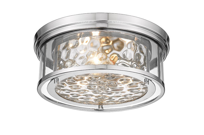 Z-Lite Clarion 16" 3-Light Polished Nickel Flush Mount Lighting With Inner Clear Water and Outer Clear Shade