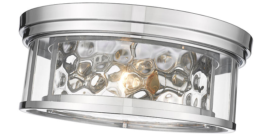 Z-Lite Clarion 16" 3-Light Polished Nickel Flush Mount Lighting With Inner Clear Water and Outer Clear Shade