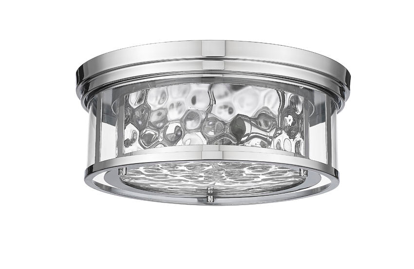 Z-Lite Clarion 16" 3-Light Polished Nickel Flush Mount Lighting With Inner Clear Water and Outer Clear Shade