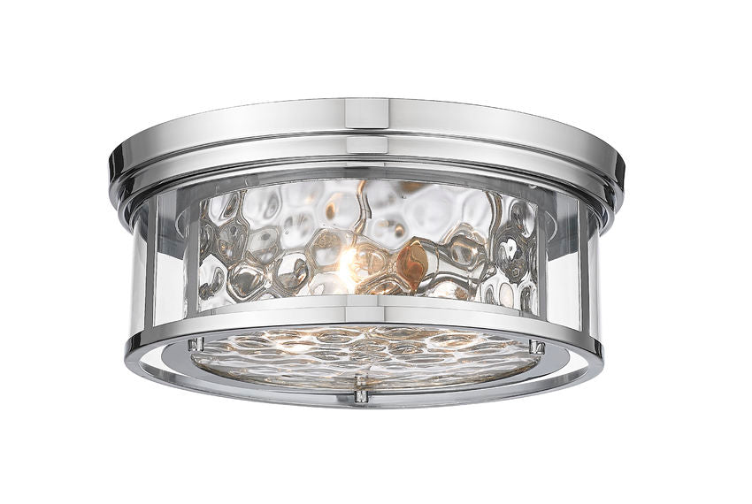 Z-Lite Clarion 16" 3-Light Polished Nickel Flush Mount Lighting With Inner Clear Water and Outer Clear Shade