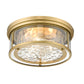 Z-Lite Clarion 16" 3-Light Rubbed Brass Flush Mount Lighting With Inner Clear Water and Outer Clear Shade