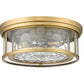 Z-Lite Clarion 16" 3-Light Rubbed Brass Flush Mount Lighting With Inner Clear Water and Outer Clear Shade