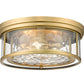 Z-Lite Clarion 16" 3-Light Rubbed Brass Flush Mount Lighting With Inner Clear Water and Outer Clear Shade