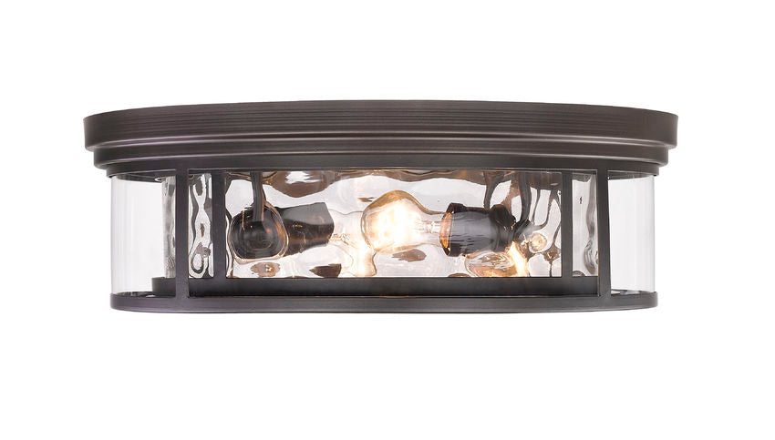 Z-Lite Clarion 21" 4-Light Bronze Flush Mount Lighting With Inner Clear Water and Outer Clear Shade