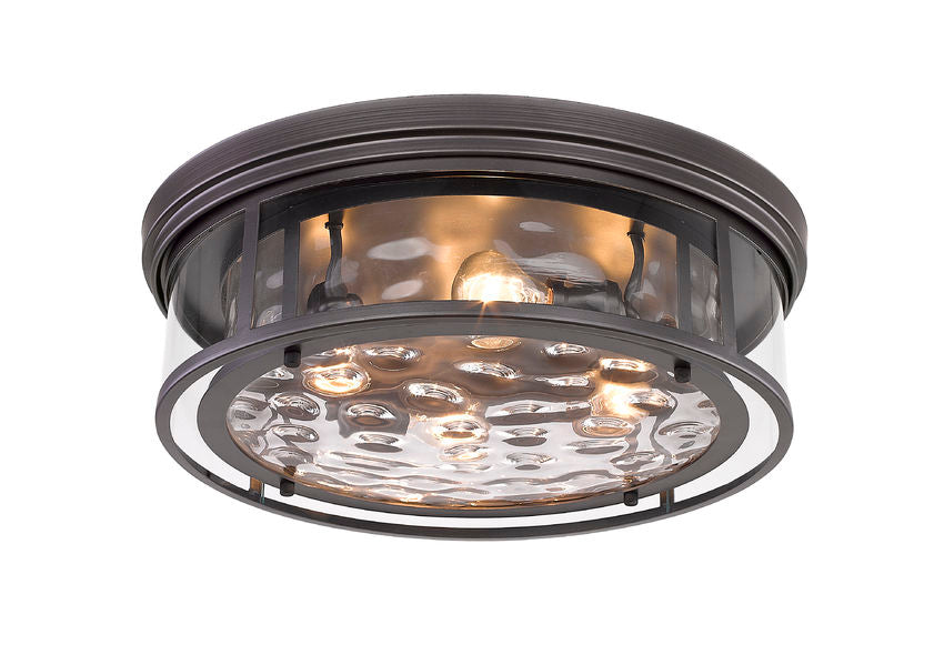 Z-Lite Clarion 21" 4-Light Bronze Flush Mount Lighting With Inner Clear Water and Outer Clear Shade