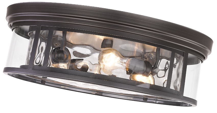 Z-Lite Clarion 21" 4-Light Bronze Flush Mount Lighting With Inner Clear Water and Outer Clear Shade