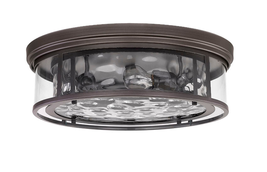 Z-Lite Clarion 21" 4-Light Bronze Flush Mount Lighting With Inner Clear Water and Outer Clear Shade