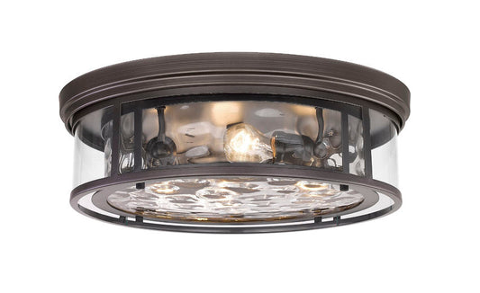 Z-Lite Clarion 21" 4-Light Bronze Flush Mount Lighting With Inner Clear Water and Outer Clear Shade