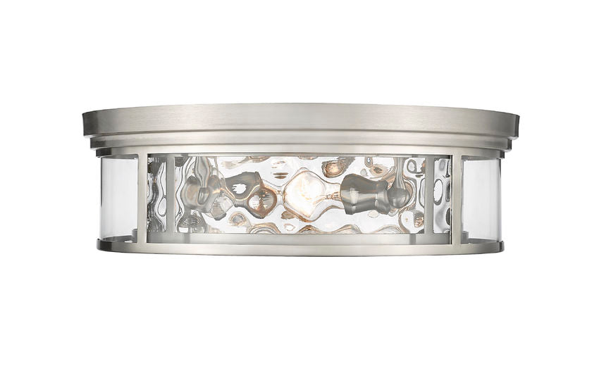 Z-Lite Clarion 21" 4-Light Brushed Nickel Flush Mount Lighting With Inner Clear Water and Outer Clear Shade