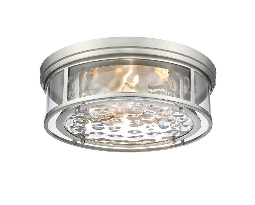 Z-Lite Clarion 21" 4-Light Brushed Nickel Flush Mount Lighting With Inner Clear Water and Outer Clear Shade