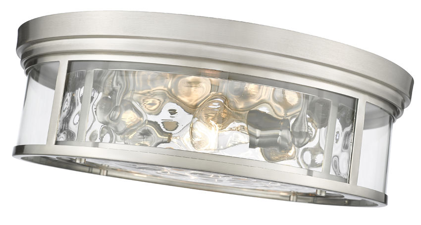 Z-Lite Clarion 21" 4-Light Brushed Nickel Flush Mount Lighting With Inner Clear Water and Outer Clear Shade