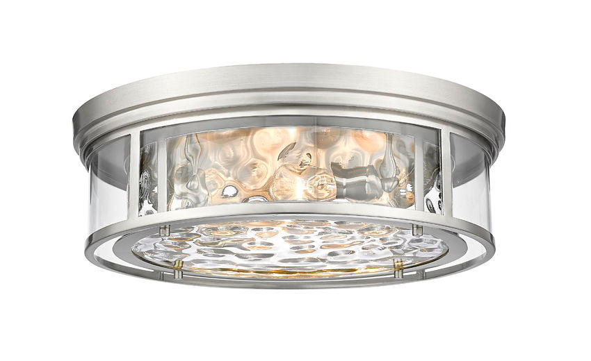 Z-Lite Clarion 21" 4-Light Brushed Nickel Flush Mount Lighting With Inner Clear Water and Outer Clear Shade