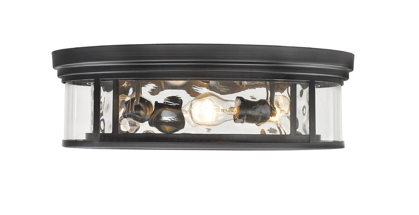 Z-Lite Clarion 21" 4-Light Matte Black Flush Mount Lighting With Inner Clear Water and Outer Clear Shade