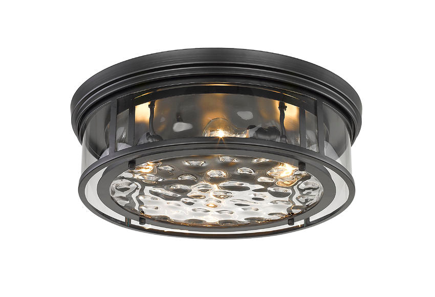 Z-Lite Clarion 21" 4-Light Matte Black Flush Mount Lighting With Inner Clear Water and Outer Clear Shade