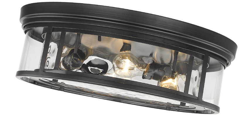 Z-Lite Clarion 21" 4-Light Matte Black Flush Mount Lighting With Inner Clear Water and Outer Clear Shade