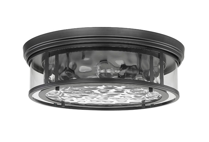 Z-Lite Clarion 21" 4-Light Matte Black Flush Mount Lighting With Inner Clear Water and Outer Clear Shade