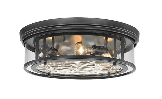 Z-Lite Clarion 21" 4-Light Matte Black Flush Mount Lighting With Inner Clear Water and Outer Clear Shade