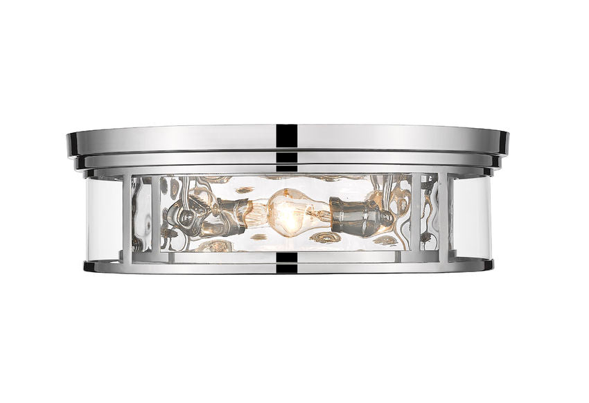 Z-Lite Clarion 21" 4-Light Polished Nickel Flush Mount Lighting With Inner Clear Water and Outer Clear Shade