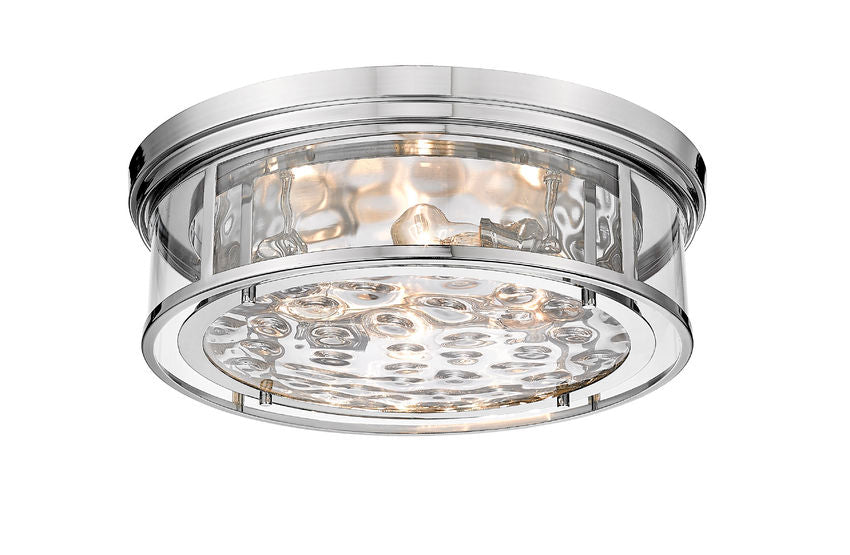 Z-Lite Clarion 21" 4-Light Polished Nickel Flush Mount Lighting With Inner Clear Water and Outer Clear Shade