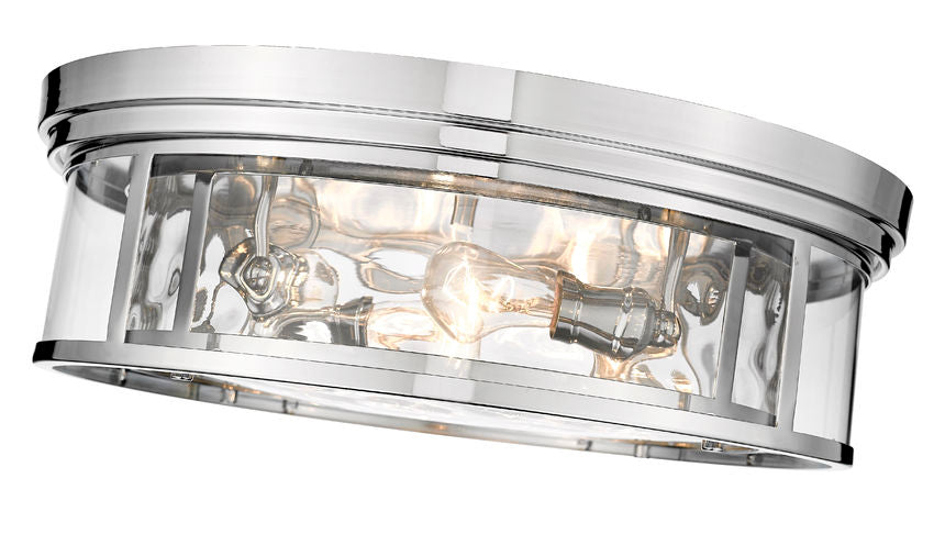 Z-Lite Clarion 21" 4-Light Polished Nickel Flush Mount Lighting With Inner Clear Water and Outer Clear Shade