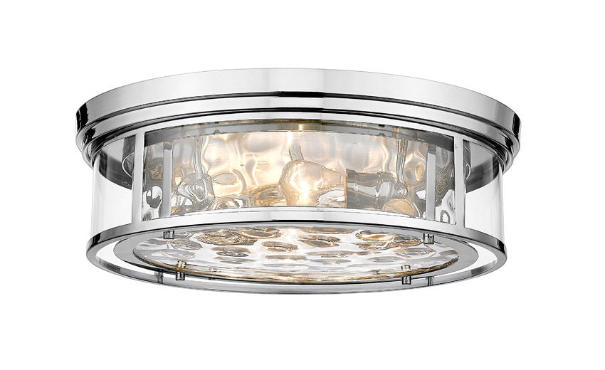 Z-Lite Clarion 21" 4-Light Polished Nickel Flush Mount Lighting With Inner Clear Water and Outer Clear Shade