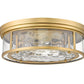 Z-Lite Clarion 21" 4-Light Rubbed Brass Flush Mount Lighting With Inner Clear Water and Outer Clear Shade