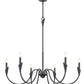 Z-Lite Claudelle 46" 6-Light Candelabra Bulb Base Matte Black Steel White Fabric Shade Chandelier