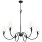 Z-Lite Claudelle 46" 6-Light Candelabra Bulb Base Matte Black Steel White Fabric Shade Chandelier