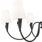 Z-Lite Claudelle 46" 6-Light Candelabra Bulb Base Matte Black Steel White Fabric Shade Chandelier