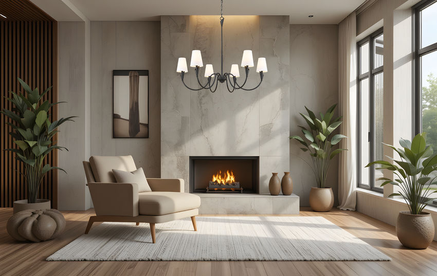 Z-Lite Claudelle 46" 6-Light Candelabra Bulb Base Matte Black Steel White Fabric Shade Chandelier