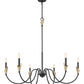 Z-Lite Claudelle 46" 6-Light Candelabra Bulb Base Matte Black and Modern Gold Steel White Fabric Shade Chandelier