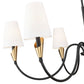 Z-Lite Claudelle 46" 6-Light Candelabra Bulb Base Matte Black and Modern Gold Steel White Fabric Shade Chandelier
