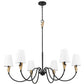 Z-Lite Claudelle 46" 6-Light Candelabra Bulb Base Matte Black and Modern Gold Steel White Fabric Shade Chandelier