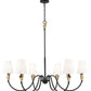 Z-Lite Claudelle 46" 6-Light Candelabra Bulb Base Matte Black and Modern Gold Steel White Fabric Shade Chandelier