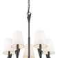 Z-Lite Claudelle 5-Light Candelabra Bulb Base Matte Black Steel White Fabric Shade Chandelier