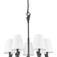 Z-Lite Claudelle 5-Light Candelabra Bulb Base Matte Black Steel White Fabric Shade Chandelier