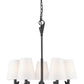 Z-Lite Claudelle 5-Light Candelabra Bulb Base Matte Black Steel White Fabric Shade Chandelier