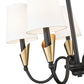 Z-Lite Claudelle 5-Light Candelabra Bulb Base Matte Black and Modern Gold Steel White Fabric Shade Chandelier